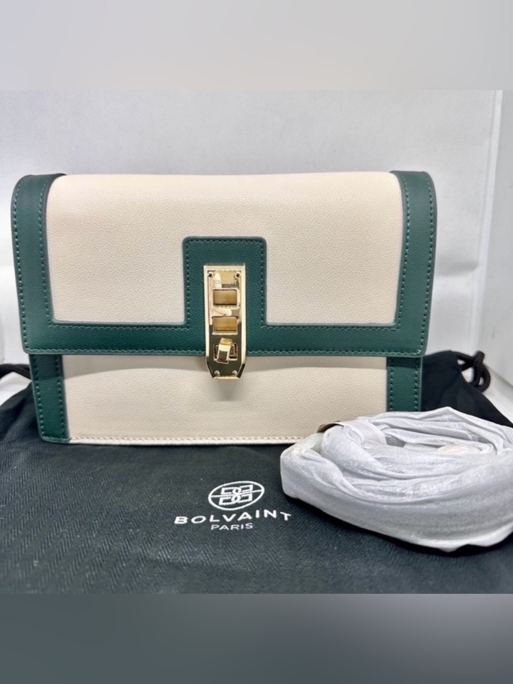 Bolvaint Paris NWT Leonie Leather Crossbody Bag Clutch Retail $1900 Full Set